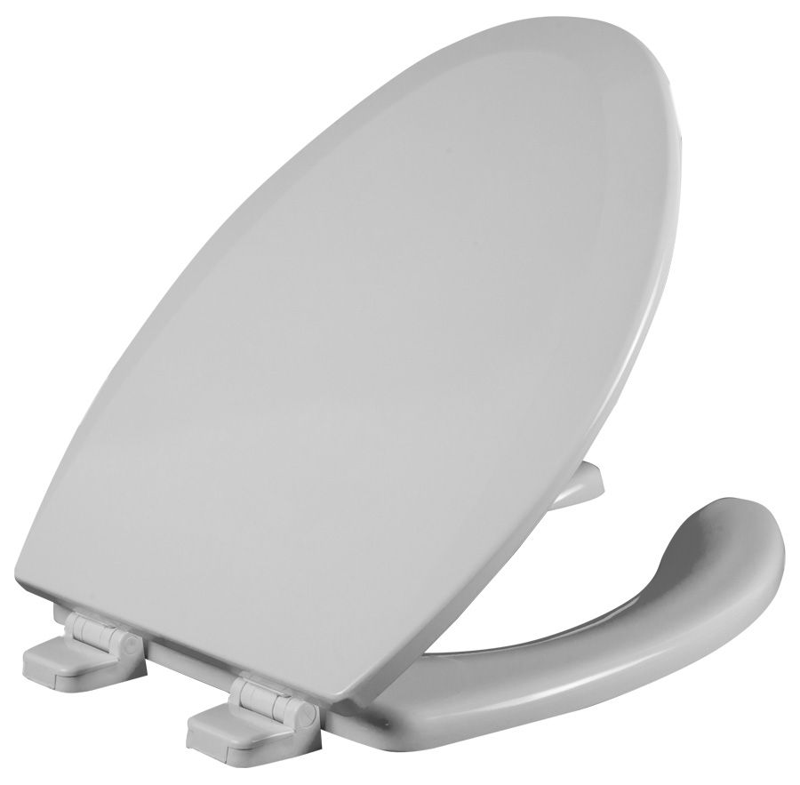Asiento para sanitario alargado color blanco de madera con Bisagras Ajustables
