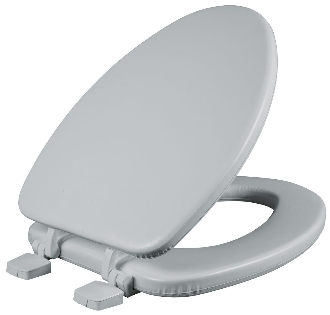 Asiento para sanitario alargado color blanco acojinado con Bisagras Ajustables