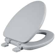 Asiento para sanitario alargado color blanco acojinado con Bisagras Ajustables