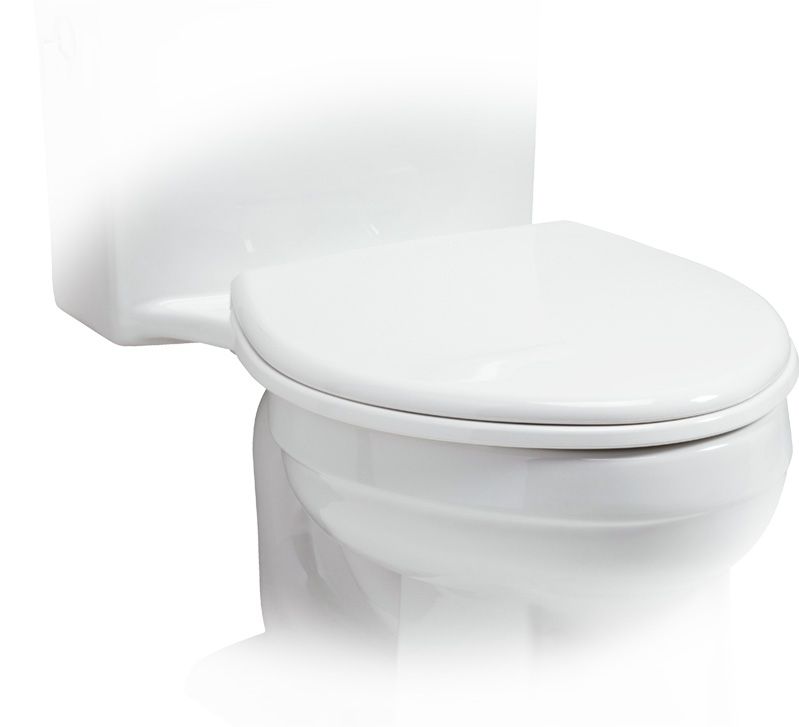 Asiento para sanitario Paramont™ extra grande color blanco de plástico con Permajuste™ ajusta a sanitarios redondos y alargados