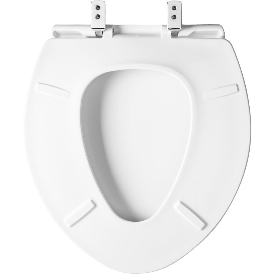 Asiento para sanitario Paramont™ extra grande color blanco de plástico con Permajuste™ ajusta a sanitarios redondos y alargados