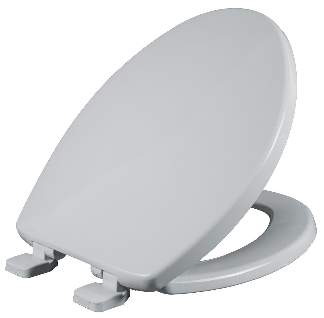 Asiento para sanitario alargado de plástico diseño robusto color blanco con Cierre Lento y Antibacterial