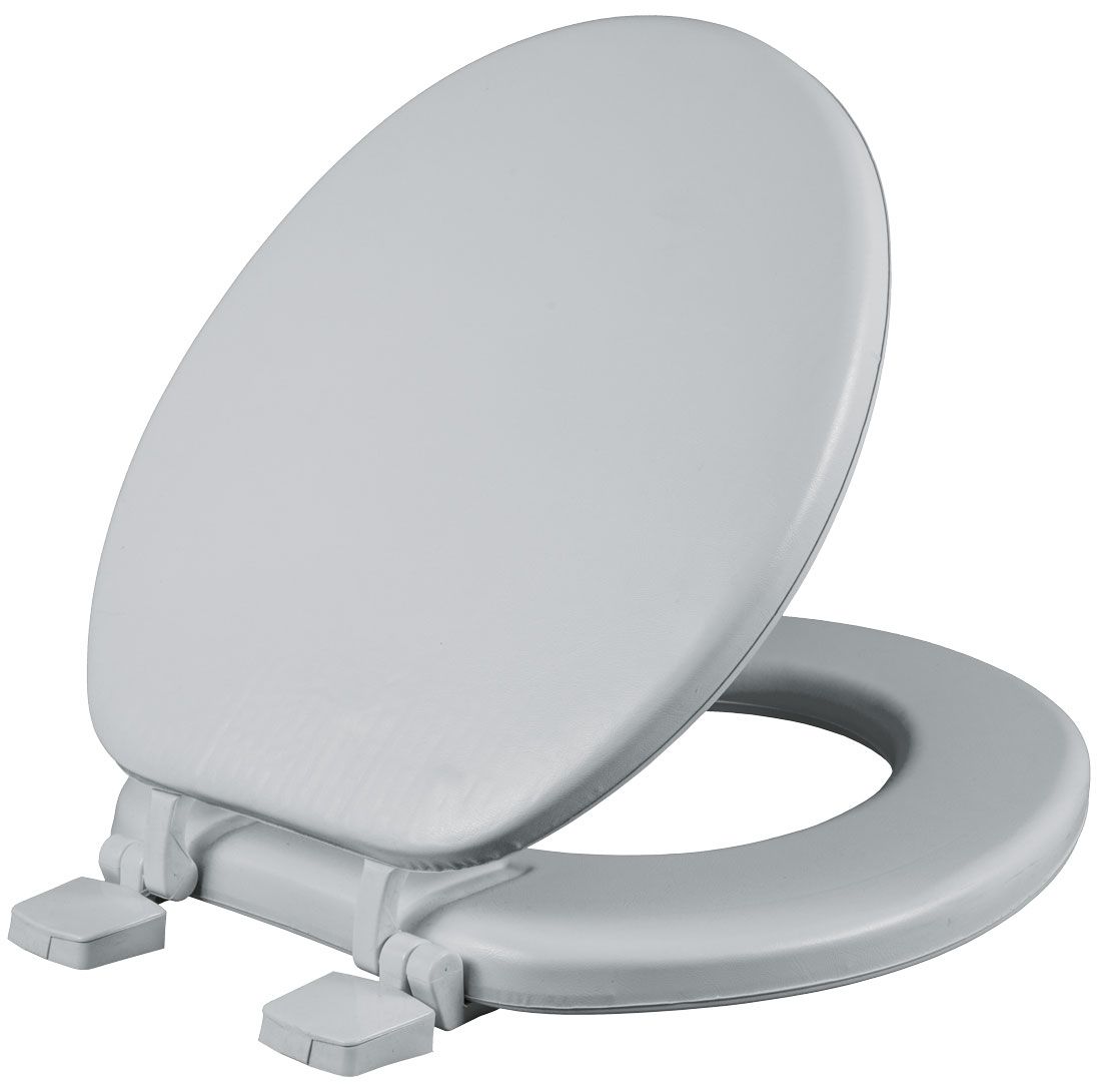 Asiento para sanitario redondo color blanco acojinado con Bisagras Ajustables