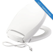Asiento para sanitario Radiance™ alargado color blanco de plástico con ajuste de temperatura y luz LED nocturna