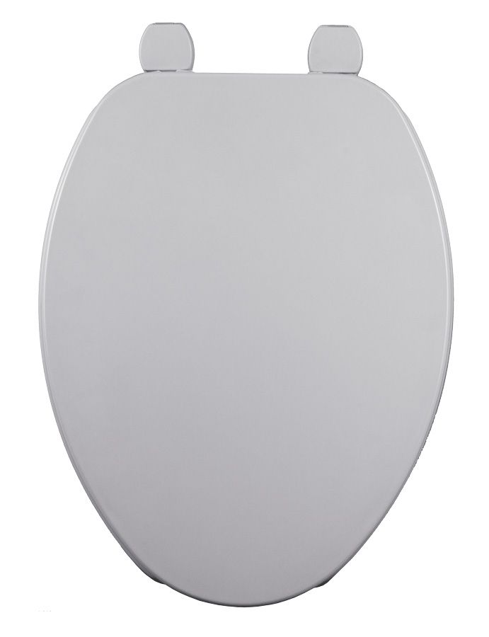 Asiento para sanitario alargado color gris de plástico con Bisagras Ajustables