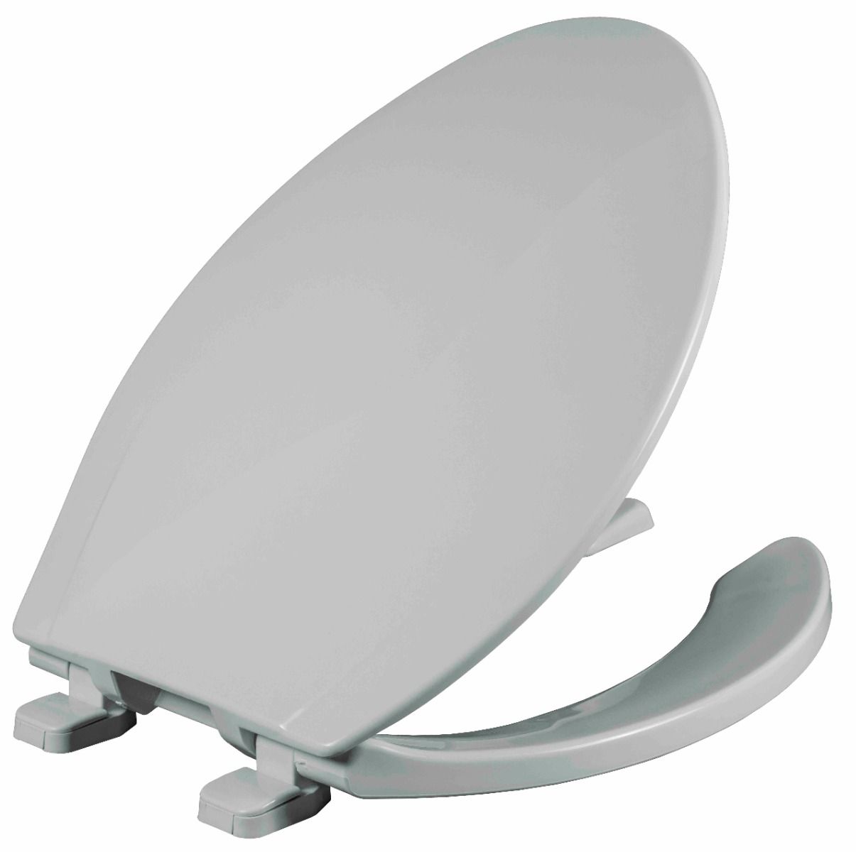 Asiento para sanitario de plástico redondo frente abierto con tapa color blanco bisagra fija con Acción de Cierre Lento