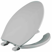 Asiento para sanitario de plástico redondo frente abierto con tapa color blanco bisagra fija con Acción de Cierre Lento