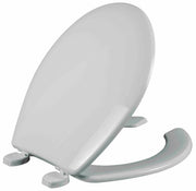 Asiento para sanitario de plástico redondo frente abierto con tapa color blanco bisagra ajustable