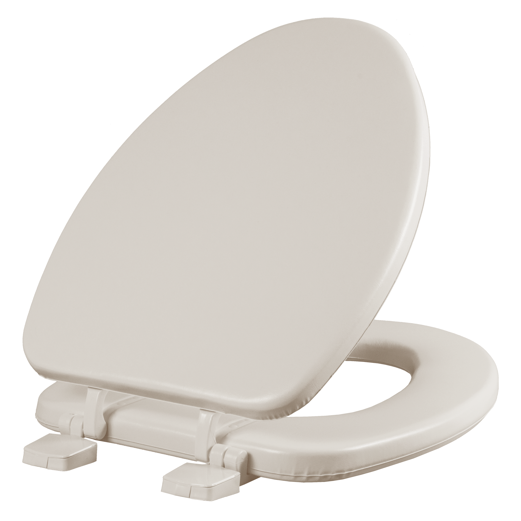 Asiento para sanitario acojinado y alargado color hueso con Bisagras Ajustables
