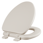 Asiento para sanitario acojinado y alargado color hueso con Bisagras Ajustables
