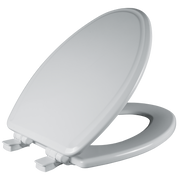 Asiento para sanitario Ashland™ alargado color blanco de madera con Bisagras Ajustables, Cierre Lento y Fácil Limpia & Cambia™