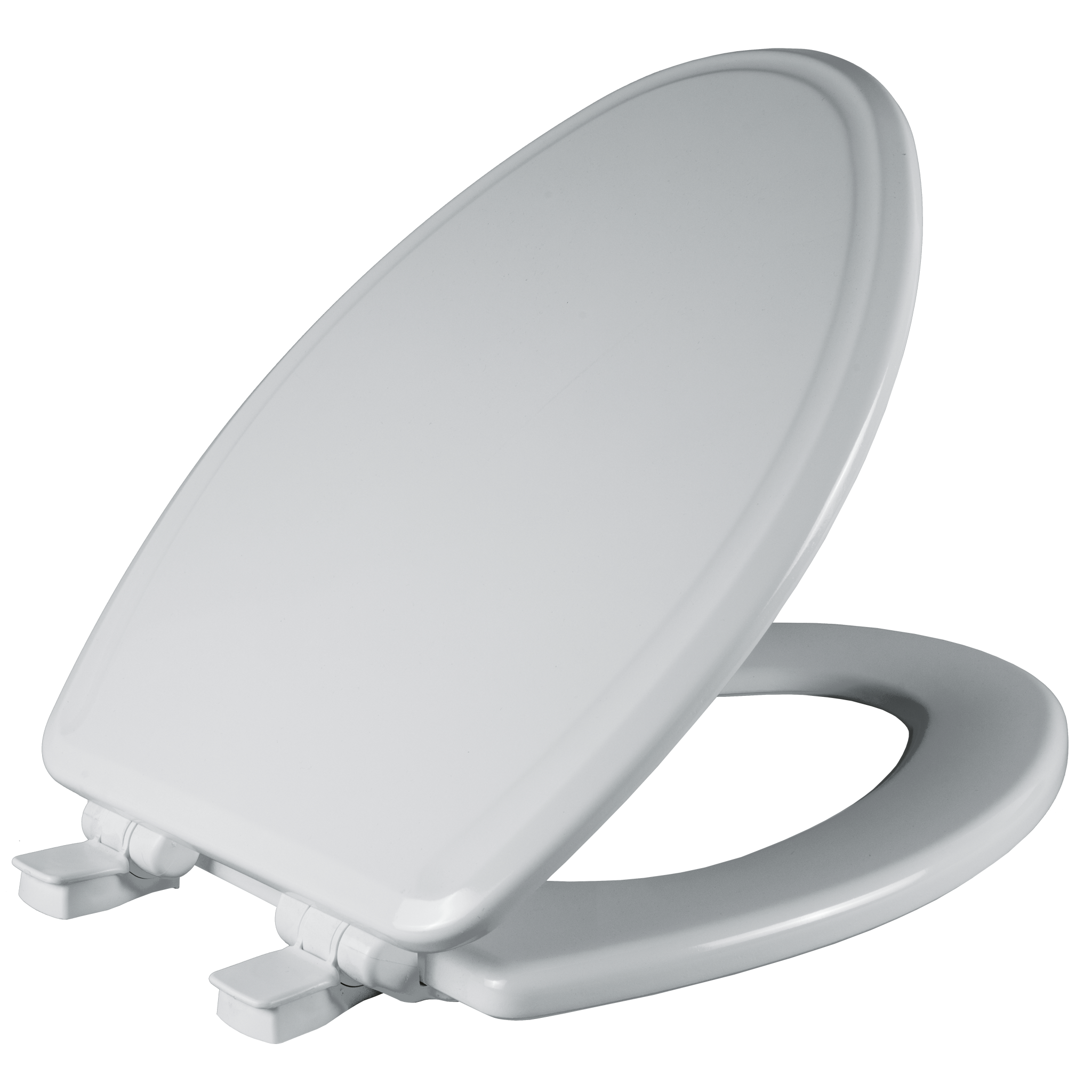 Asiento para sanitario Ashland™ alargado color blanco de madera con Bisagras Ajustables, Cierre Lento y Fácil Limpia & Cambia™