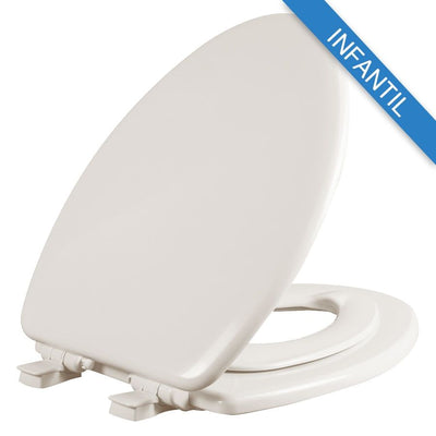Asiento para sanitario NextStep® alargado color hueso de madera con adaptador infantil