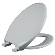 Asiento para sanitario alargado color blanco de plástico con Permajuste™, Cierre Lento y Fácil Limpia & Cambia™