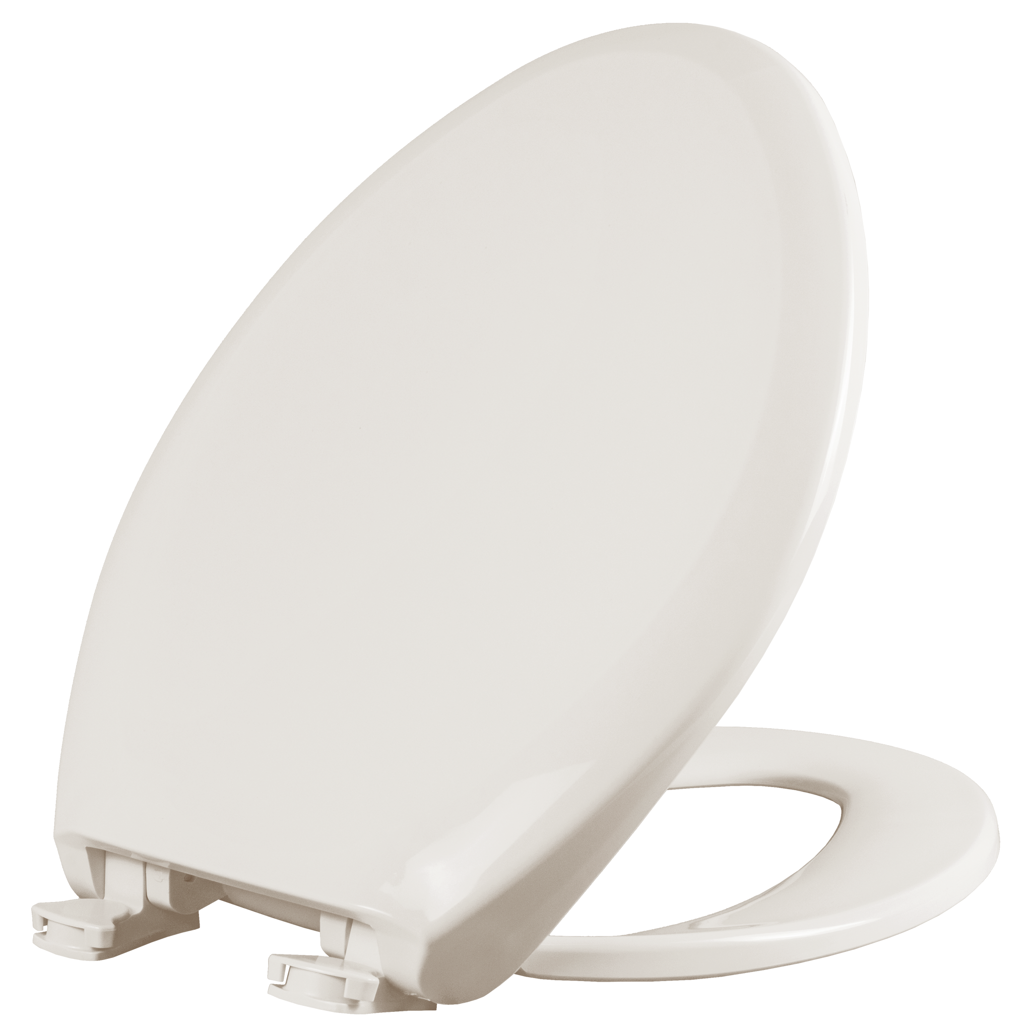 Asiento para sanitario alargado color hueso de plástico con Permajuste™, Cierre Lento y Fácil Limpia & Cambia™