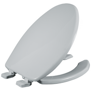 Asiento para sanitario alargado color blanco de plástico con Bisagras Ajustables, PermAjuste™ y Cierre Lento™
