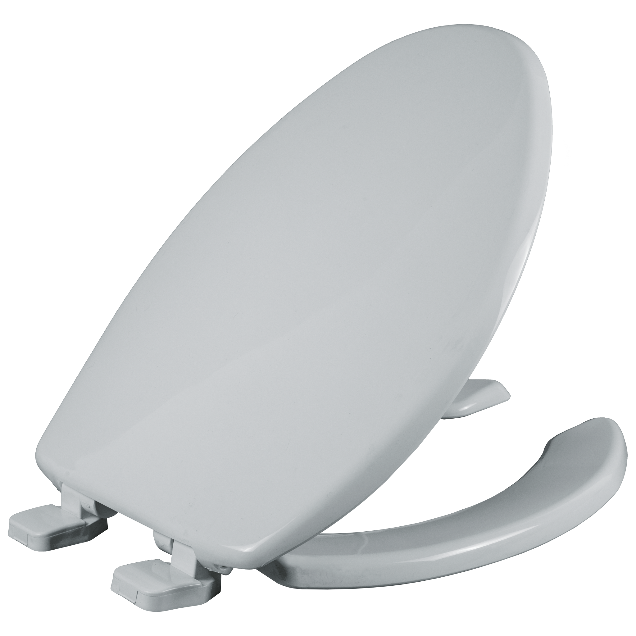 Asiento para sanitario alargado color blanco de plástico con Bisagras Ajustables, PermAjuste™ y Cierre Lento™