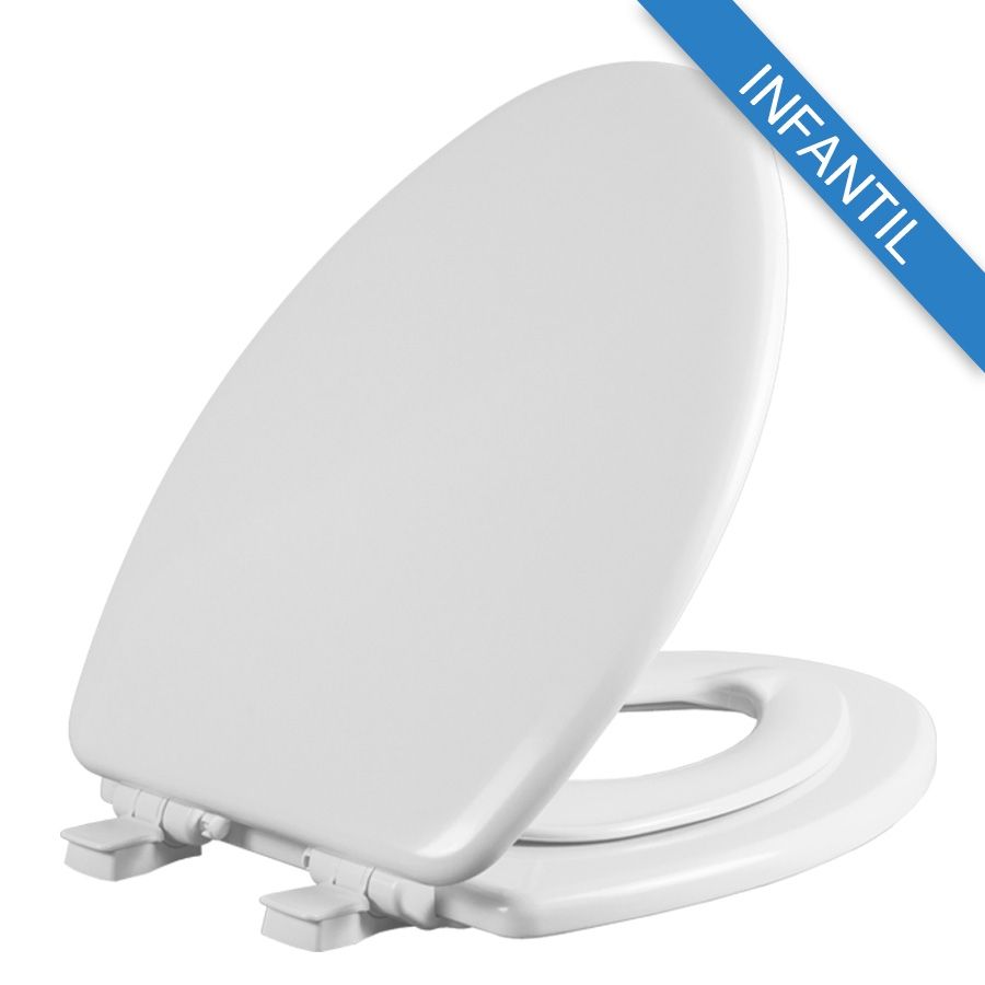Asiento para sanitario NextStep® alargado color blanco de madera con adaptador infantil