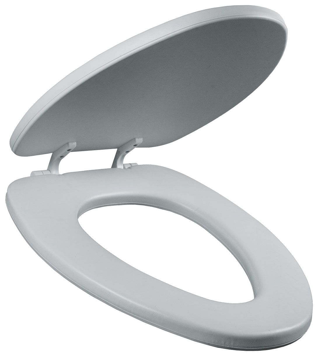 Asiento para sanitario alargado color blanco acojinado con Bisagras Ajustables