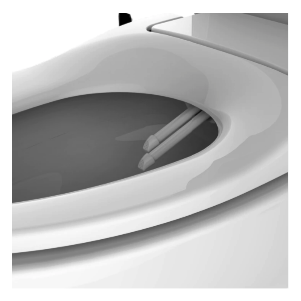 Asiento bidet para sanitario HD-5000 alargado color blanco de plástico con iluminación LED nocturna, doble boquilla y presión de agua ajustable