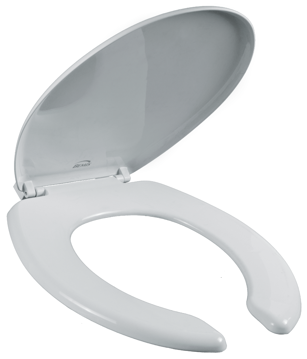 Asiento para sanitario de plástico redondo frente abierto con tapa color blanco bisagra fija