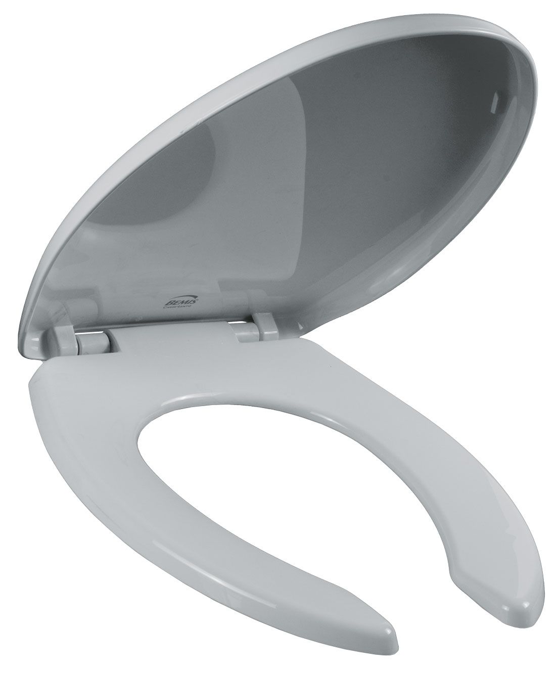 Asiento para sanitario alargado color blanco de plástico con Bisagras Ajustables, PermAjuste™ y Cierre Lento™ Antibacterial