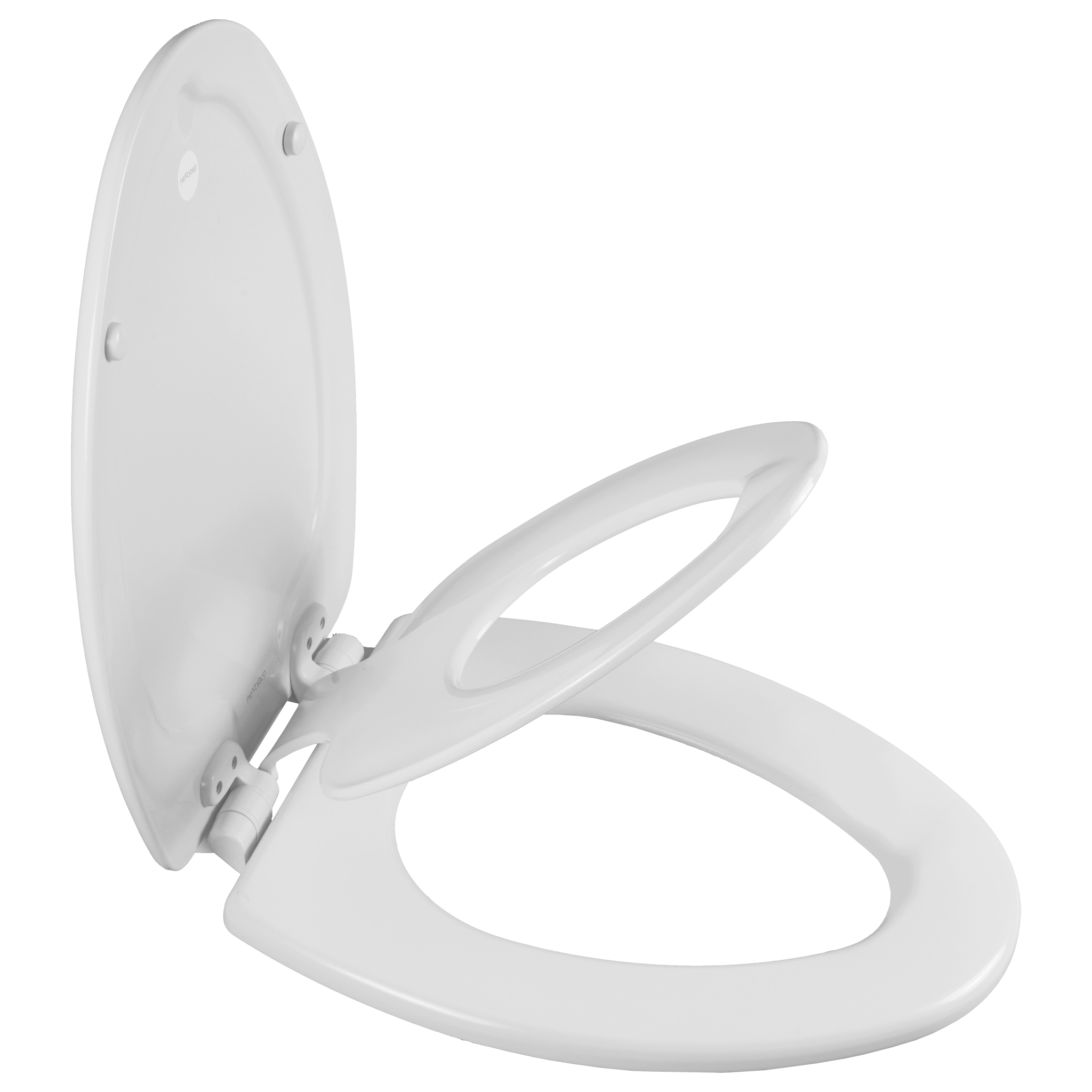 Asiento para sanitario NextStep® alargado color blanco de madera con adaptador infantil