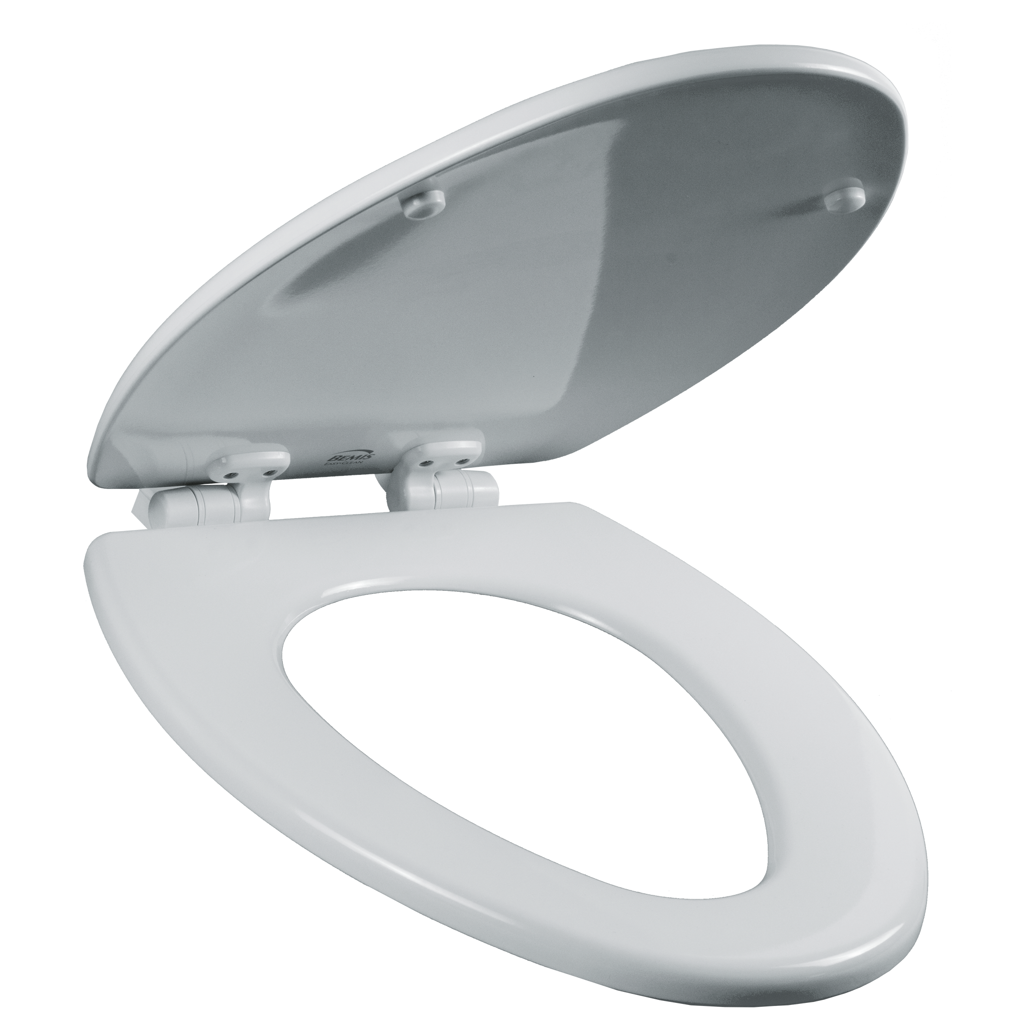 Asiento para sanitario Rainfall™ alargado color blanco de madera esculturado con Bisagras Ajustables, Cierre Lento y Fácil Limpia y Cambia™