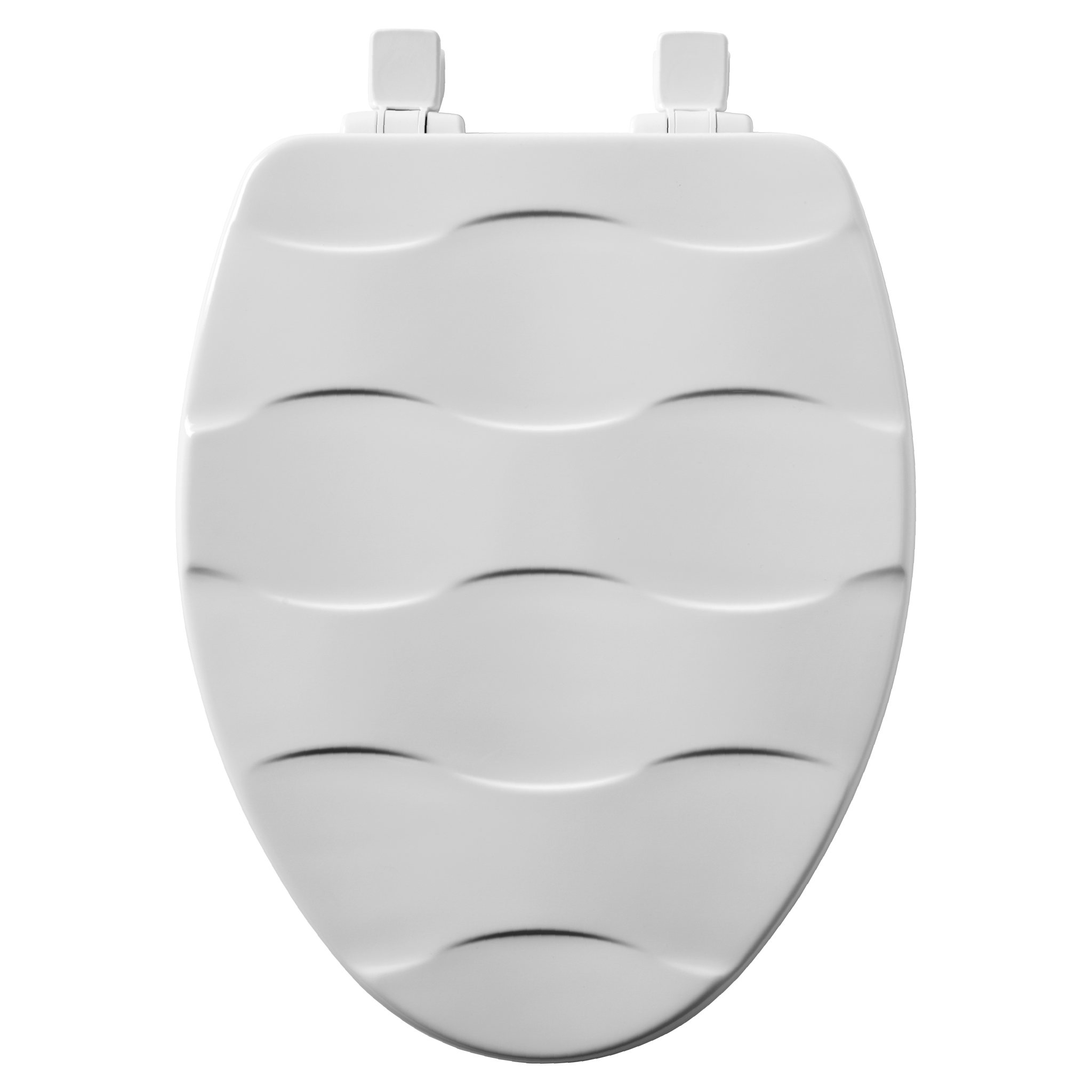 Asiento para sanitario Basket Weave™ alargado color blanco de madera esculturado con Bisagras Ajustables, Cierre Lento y Fácil Limpia y Cambia™