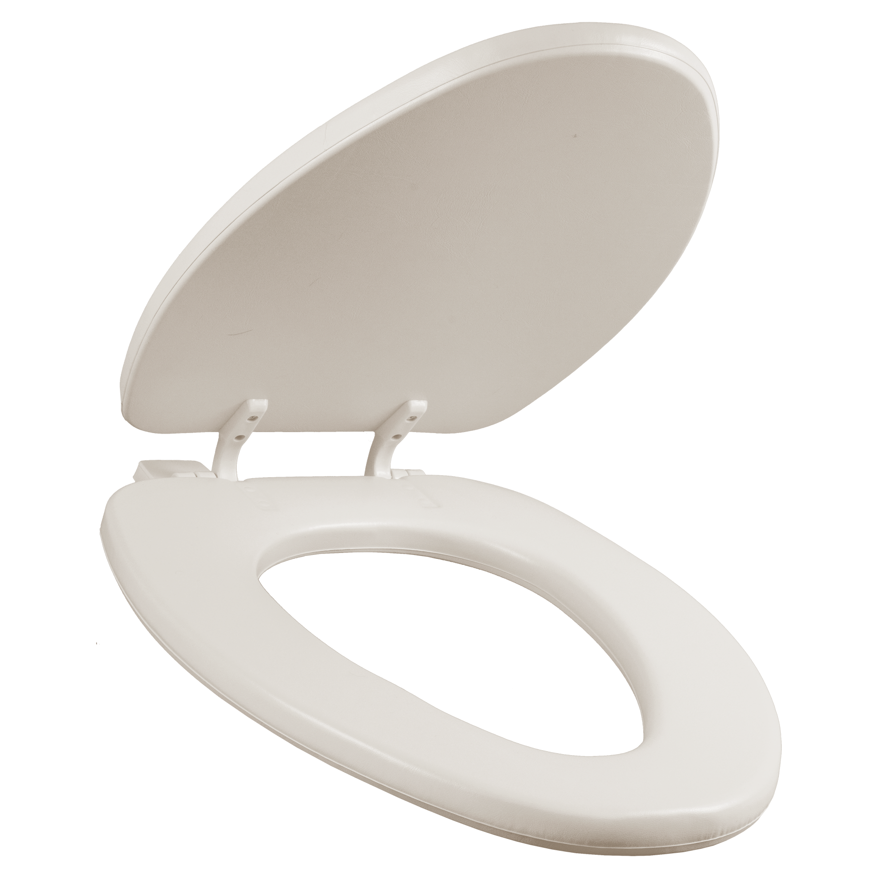 Asiento para sanitario acojinado y alargado color hueso con Bisagras Ajustables