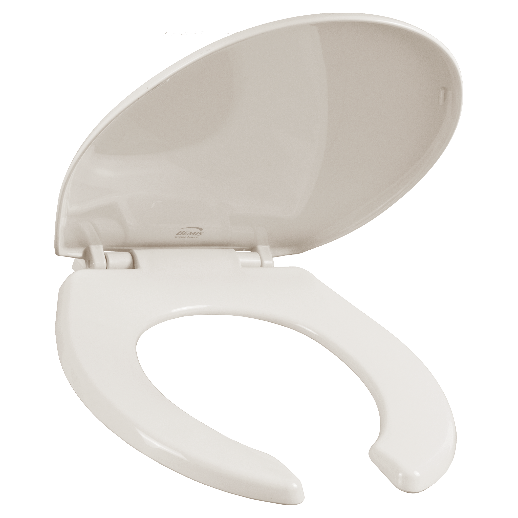 Asiento para sanitario redondo color hueso de plástico con Bisagras Ajustables, PermAjuste™ y Cierre Lento™