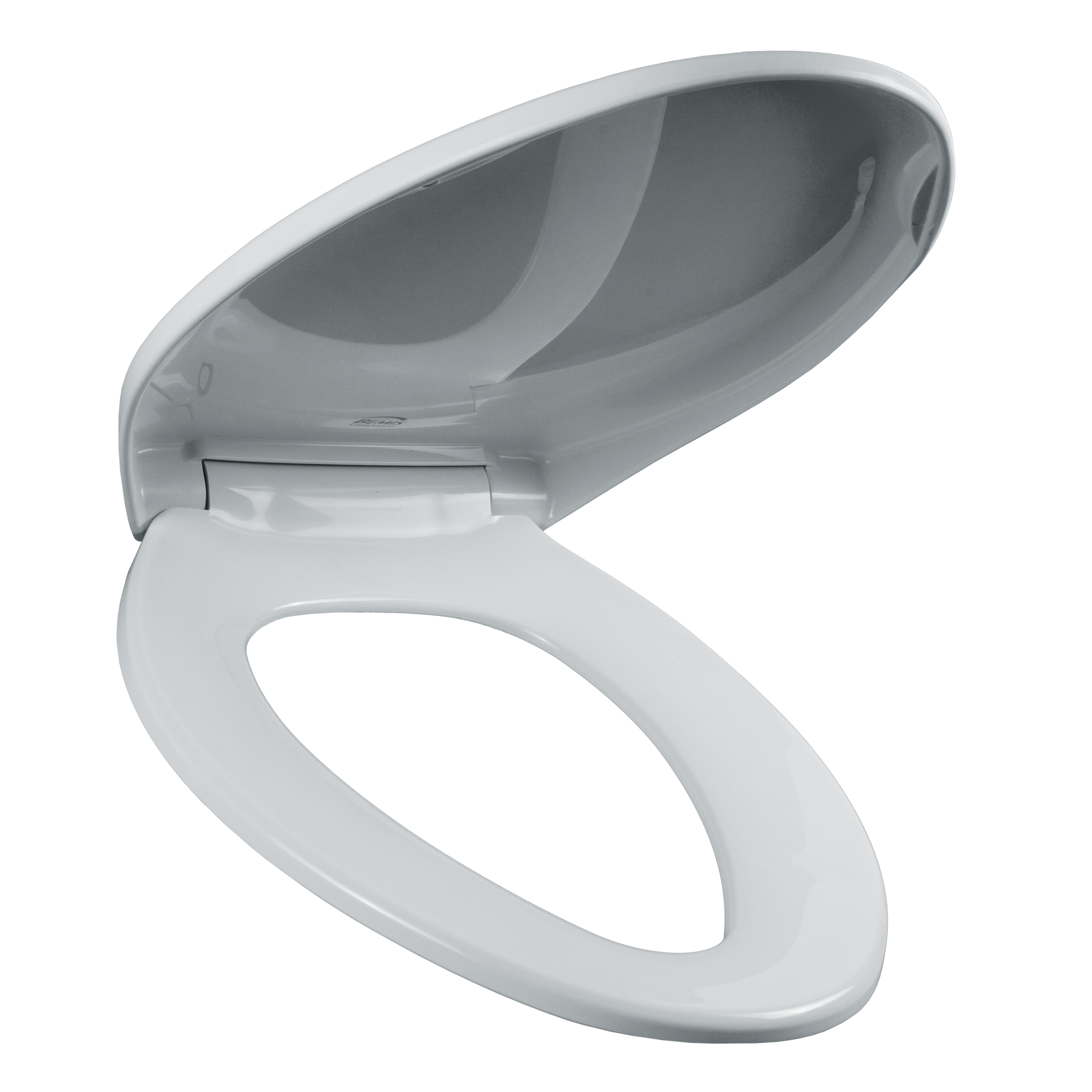Asiento para sanitario alargado color blanco de plástico con Permajuste™, Cierre Lento y Fácil Limpia & Cambia™