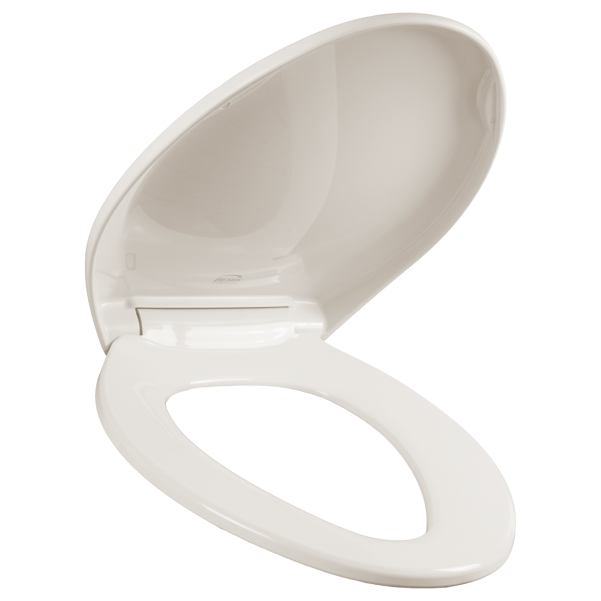 Asiento para sanitario alargado color hueso de plástico con Permajuste™, Cierre Lento y Fácil Limpia & Cambia™