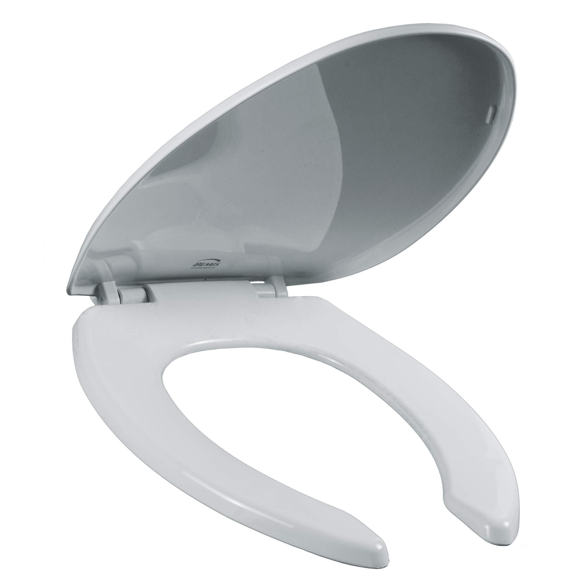 Asiento para sanitario alargado color blanco de plástico con Bisagras Ajustables, PermAjuste™ y Cierre Lento™