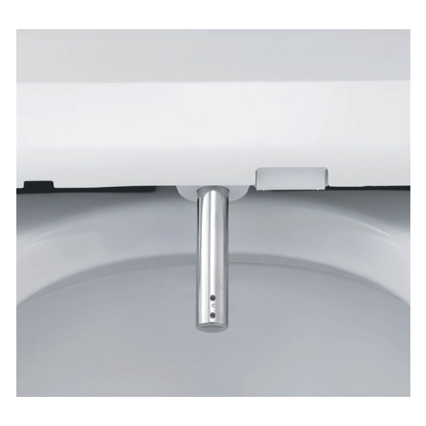 Asiento bidet para sanitario USPA A7 alargado color blanco de plástico con con iluminación LED nocturna, control de temperatura en asiento, doble boquilla y presión de agua ajustable