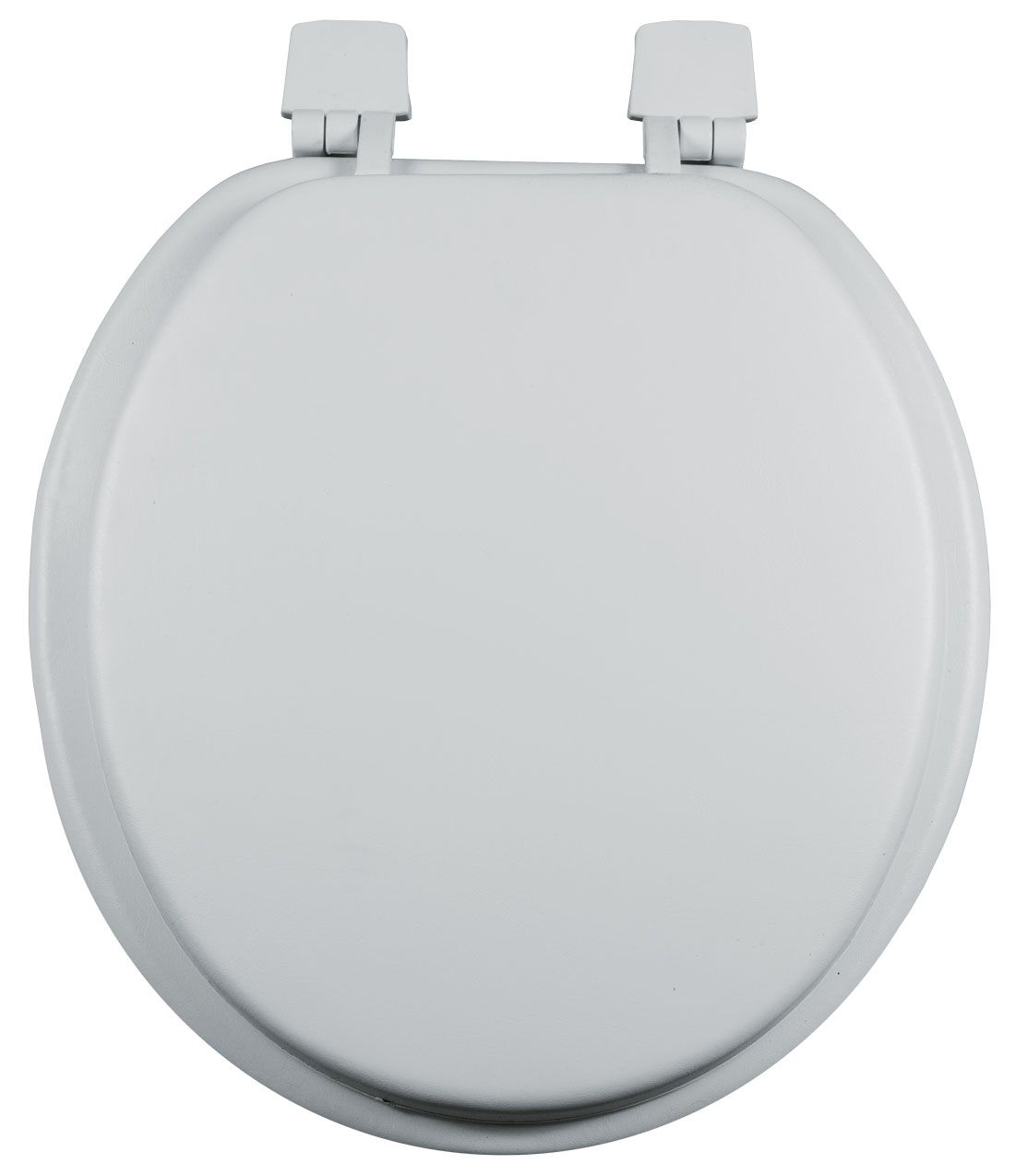 Asiento para sanitario redondo color blanco acojinado con Bisagras Ajustables