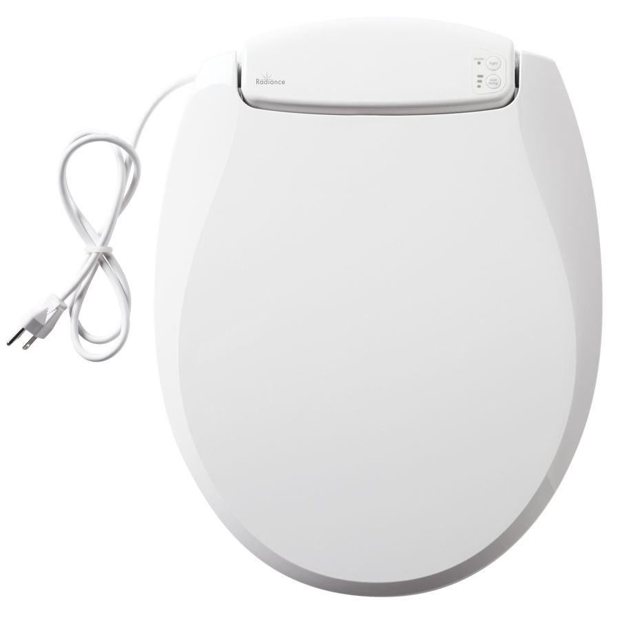 Asiento para sanitario Radiance™ alargado color blanco de plástico con ajuste de temperatura y luz LED nocturna