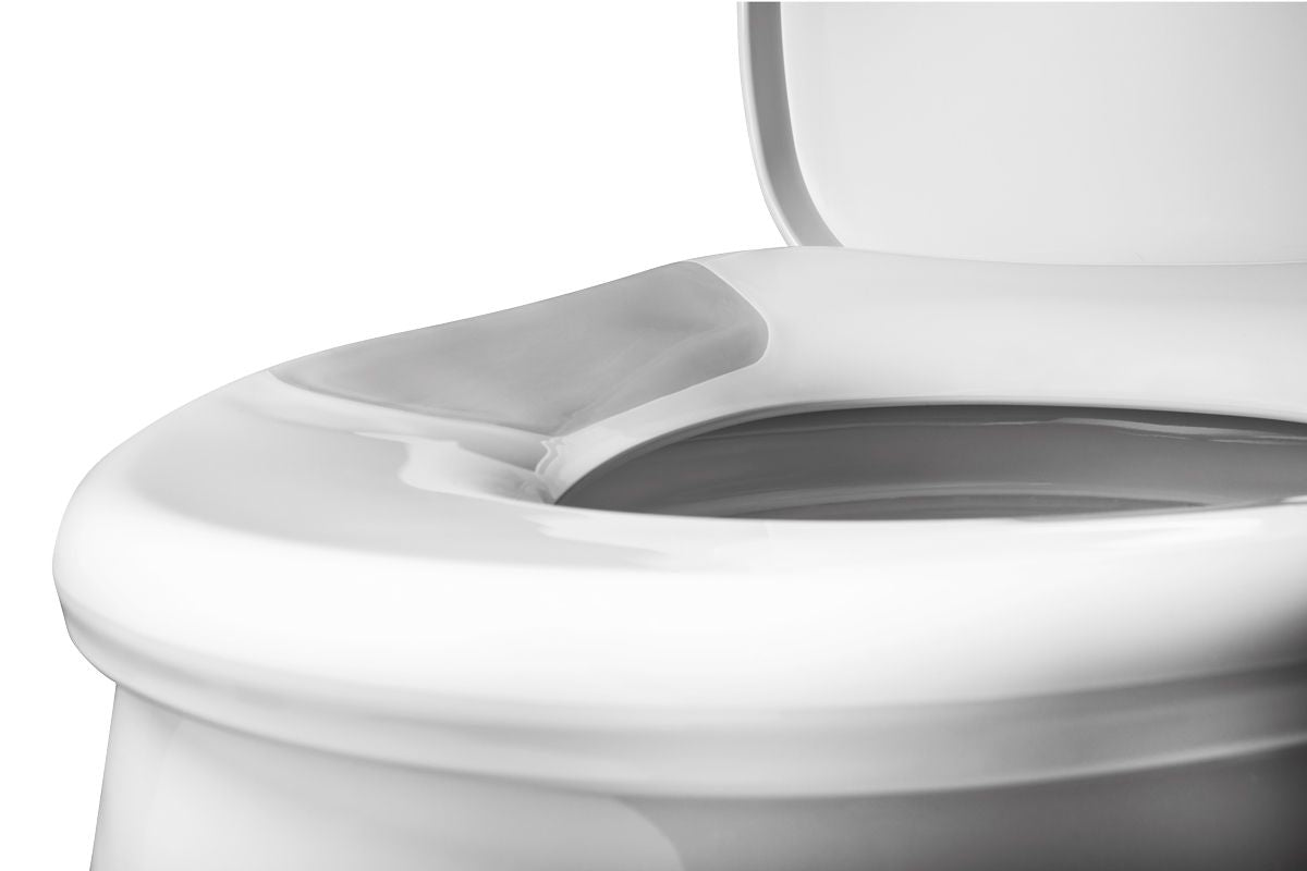 Asiento para sanitario TruComfort™ alargado color blanco de plástico con Bisagras Ajustables, Permajuste™, Cierre Lento, FlexZones™ y ErgoCurve™