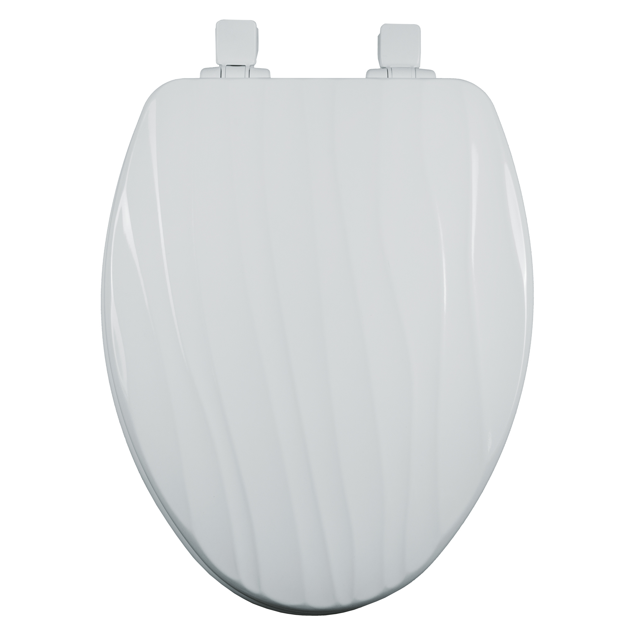 Asiento para sanitario Rainfall™ alargado color blanco de madera esculturado con Bisagras Ajustables, Cierre Lento y Fácil Limpia y Cambia™
