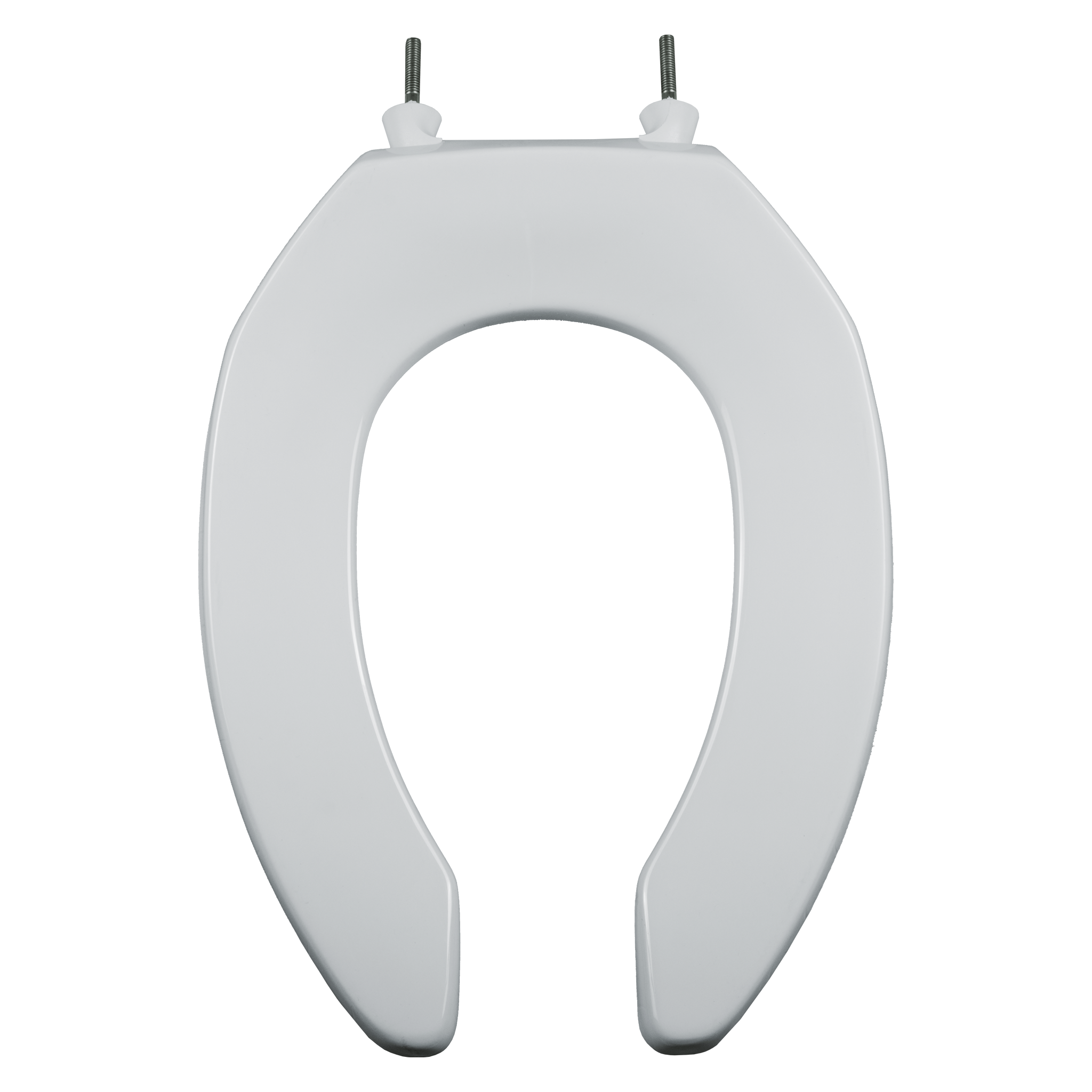 Asiento para sanitario alargado color blanco de plástico sin tapa comercial o para hospital