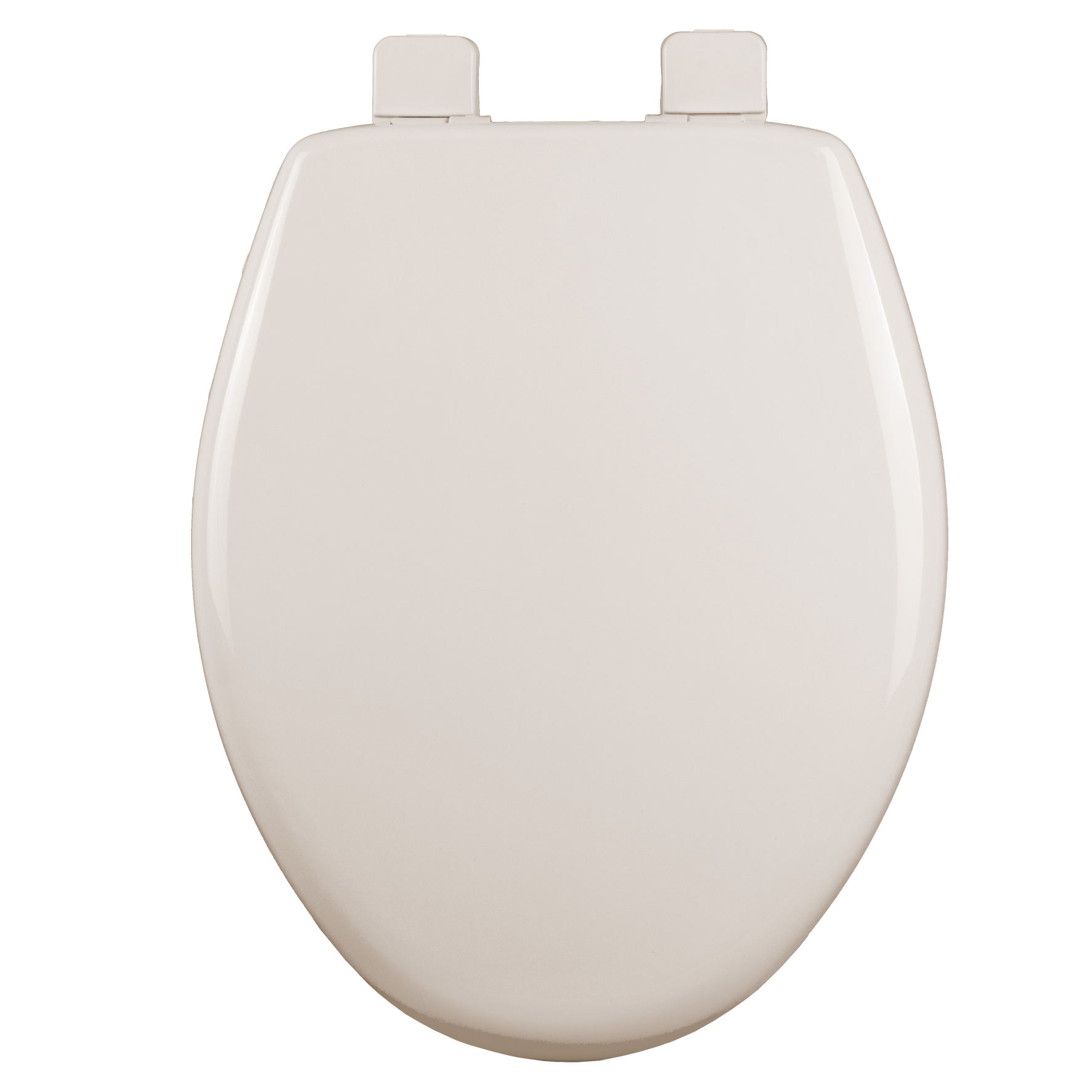 Asiento para sanitario alargado color hueso de plástico con Bisagras Ajustables, PermAjuste™ y Cierre Lento™ Antibacterial