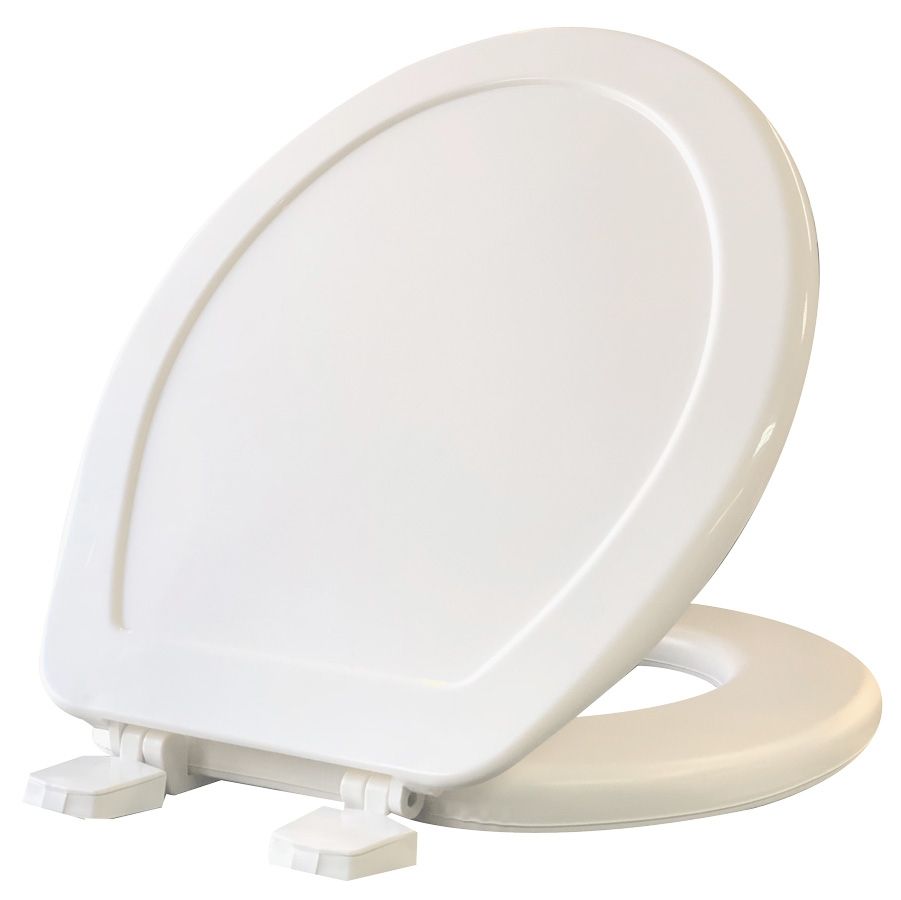 Asiento para sanitario ConfortLux redondo acojinado color blanco con tapa de plástico y aro acojinado
