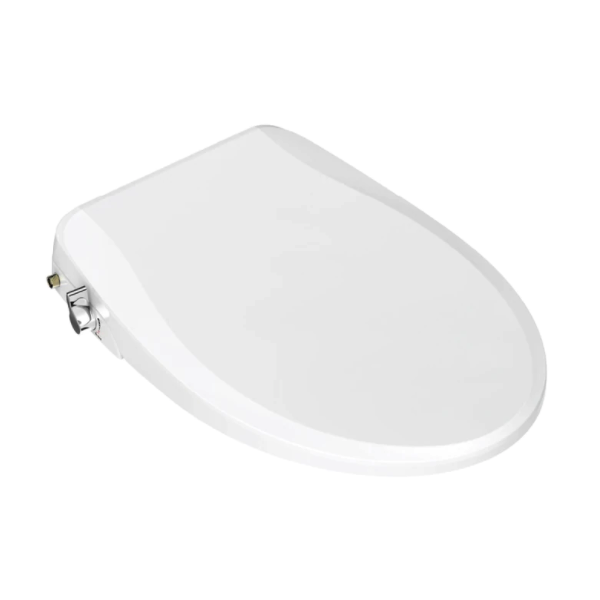 Asiento bidet para sanitario HD-5000 alargado color blanco de plástico con iluminación LED nocturna, doble boquilla y presión de agua ajustable