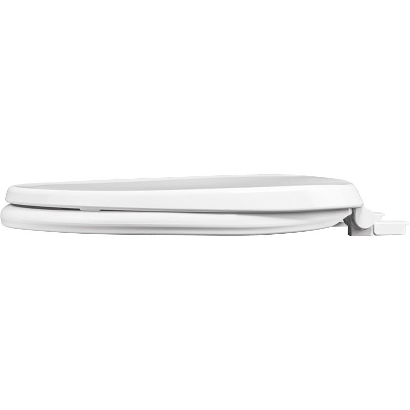 Asiento para sanitario TruComfort™ alargado color blanco de plástico con Bisagras Ajustables, Permajuste™, Cierre Lento, FlexZones™ y ErgoCurve™