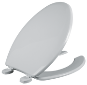 Asiento para sanitario de plástico alargado frente abierto con tapa color blanco bisagra ajustable