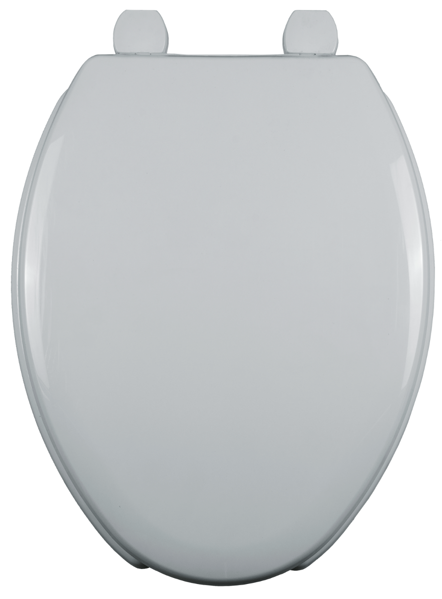 Asiento para sanitario de plástico alargado frente abierto con tapa color blanco bisagra ajustable