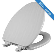 Asiento para sanitario Rainfall™ alargado color blanco de madera esculturado con Bisagras Ajustables, Cierre Lento y Fácil Limpia y Cambia™