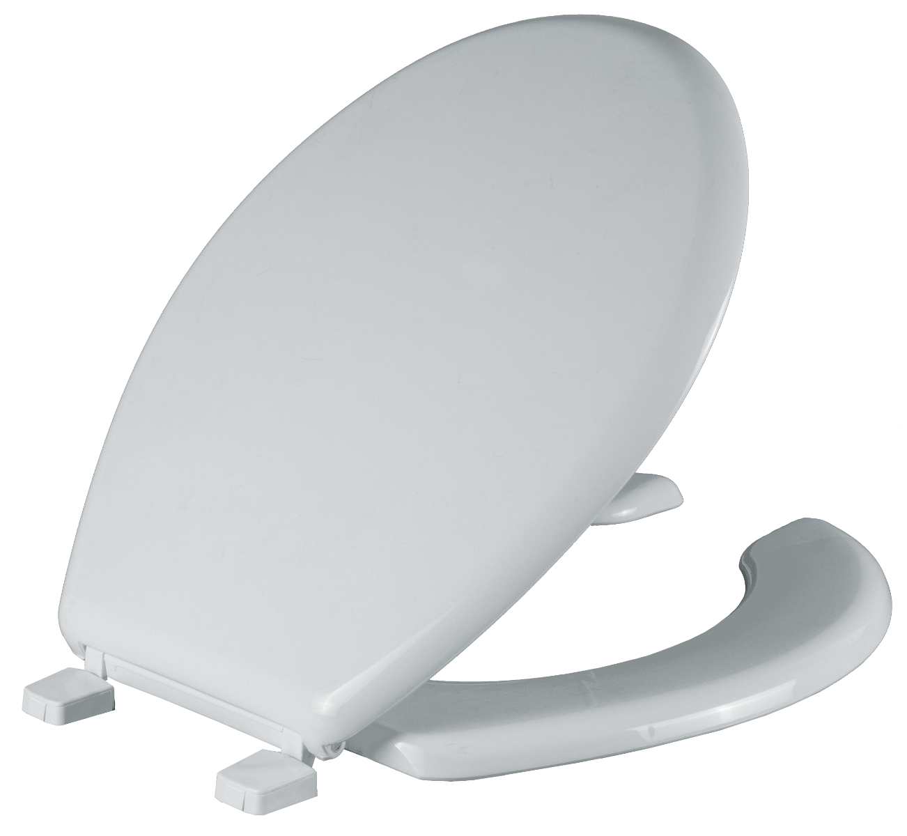 Asiento para sanitario de plástico redondo frente abierto con tapa color blanco bisagra fija
