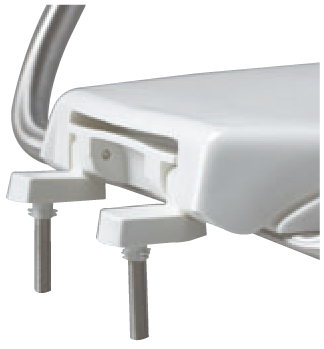 Asiento para sanitario alargado color blanco de plástico con brazos de acero inoxidable