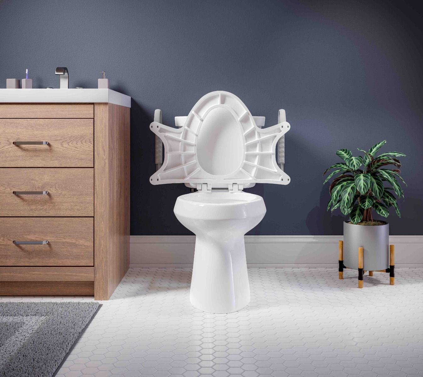 Assist™ Asiento Sanitario Premium con Altura Estándar + Brazos de Soporte